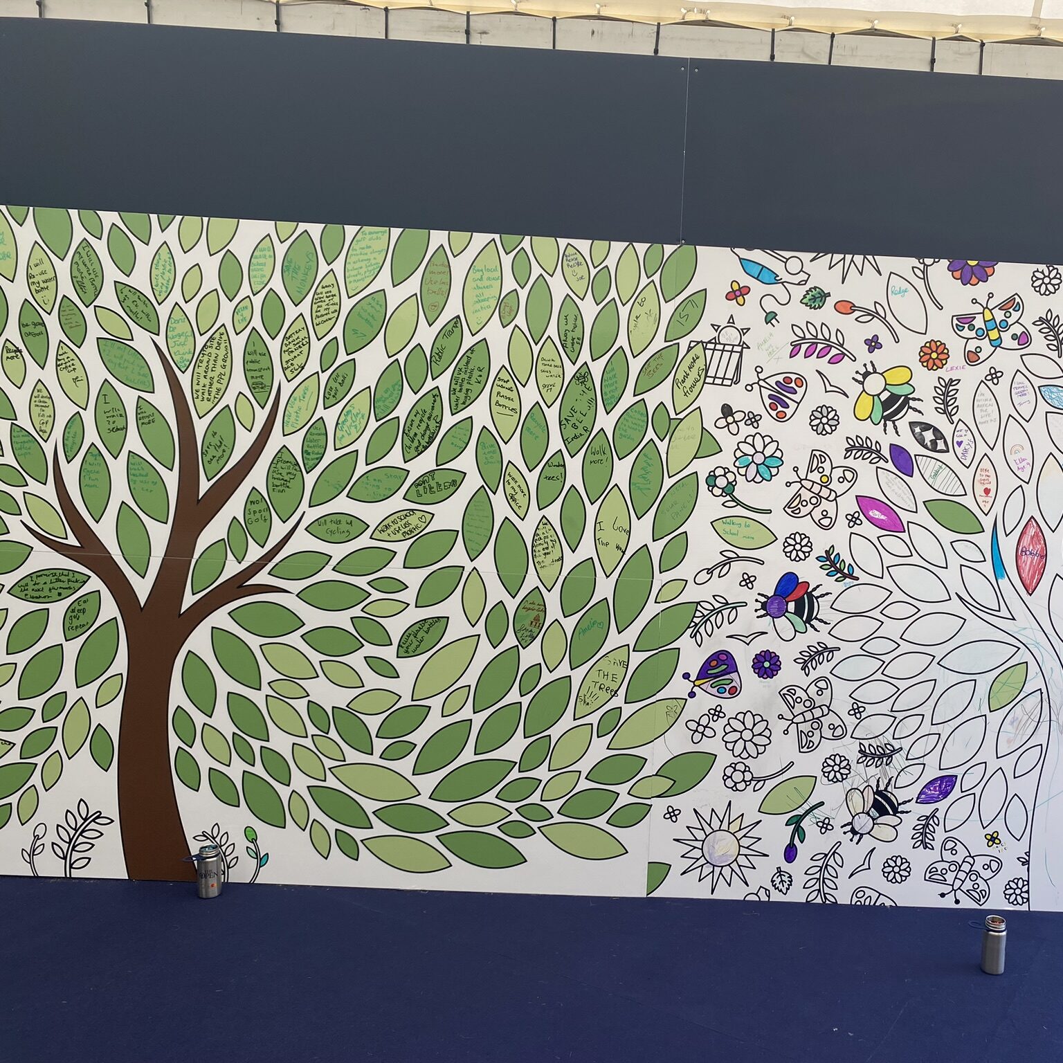 Image of a tree mural in the sustainable tent created by PPL Group for the 151st The Open.