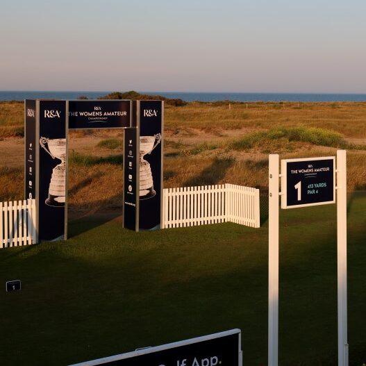 Photo of the banners and signage used around the the R&A Women's Amateur Championship event location. Designed, developed and printed by PPL Group for the R&A Women's Amateur Championship