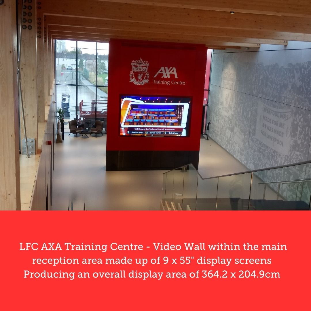 LFC AXA Training Centre - Video Wall with the main reception made up of 9 x 55-inch display screens