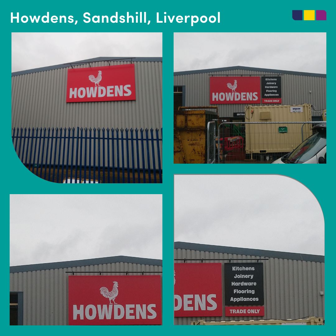 Tray Signs installed at elevation Howdens, Sandshill Liverpool
